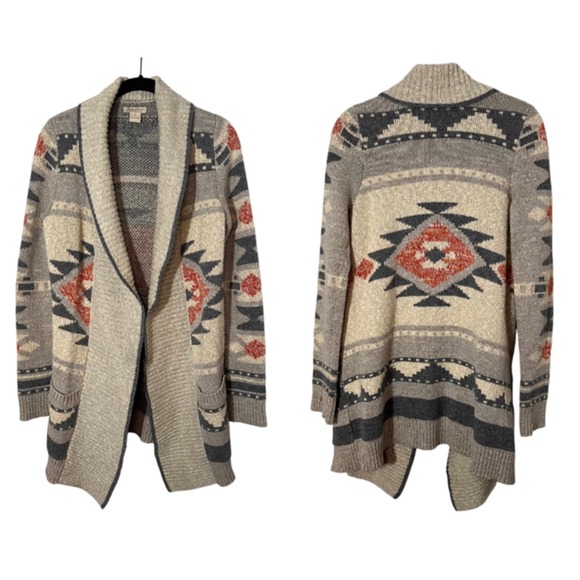 Lucky Brand Sweaters - Lucky Brand Womens Aztec Southwest Heavyweight Sweater Neutral Long Staple Small